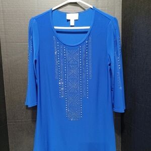 Joseph Ribkoff Blue Embellished Women's 3/4 Sleeve Top